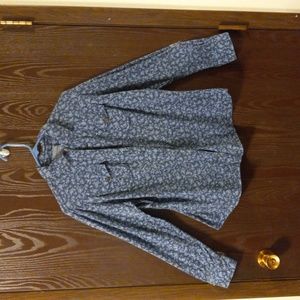 RuffHewn long-sleeved western style floral brushed cotton shirt. Blue. Size 1X